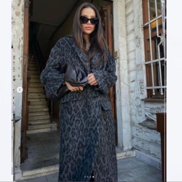 Zara WOOL BLEND PRINTED COAT - Picture 4 of 14